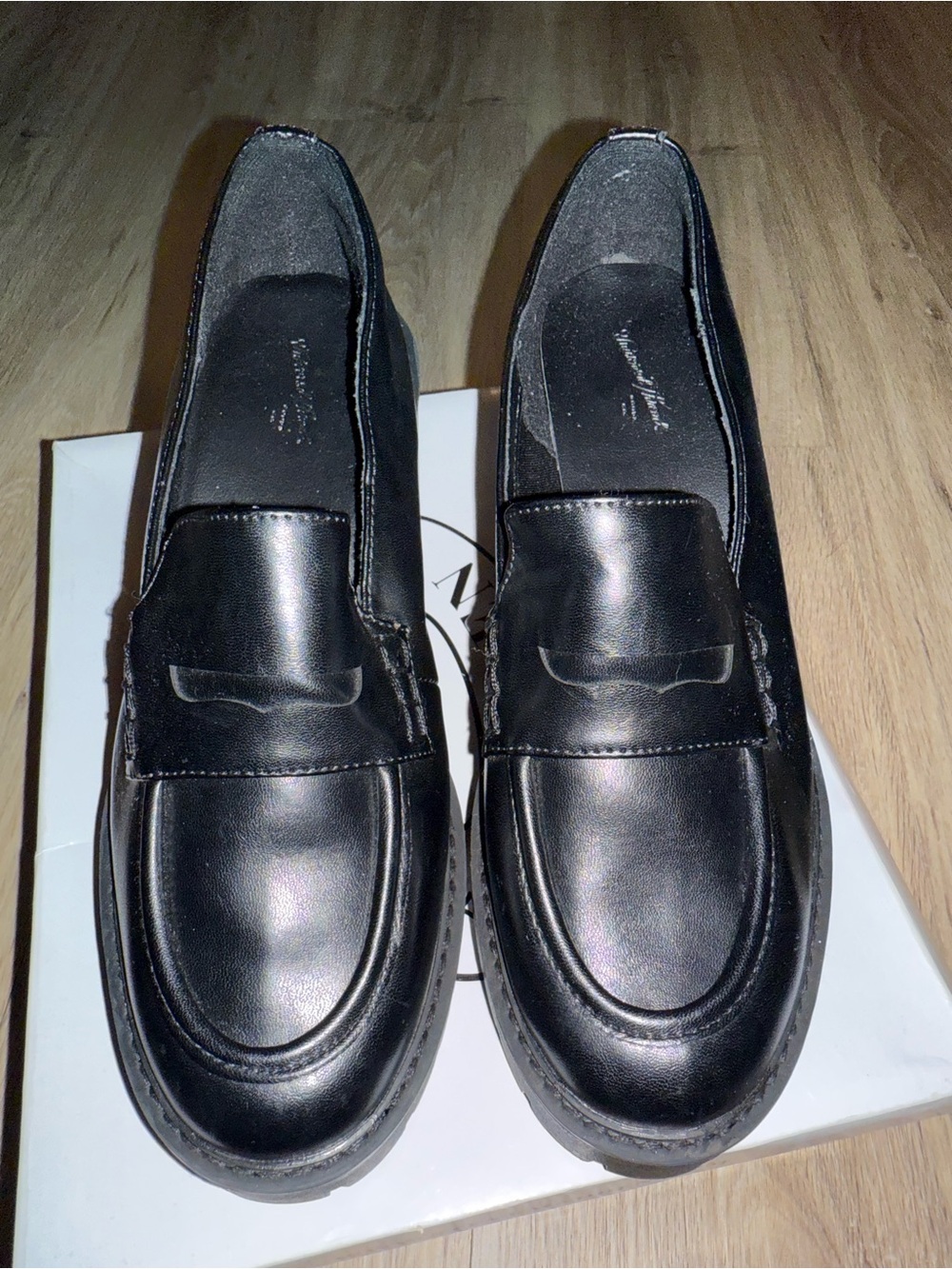 Classic Black Chunky Heel Loafers - Women's Elegant Slip-Ons